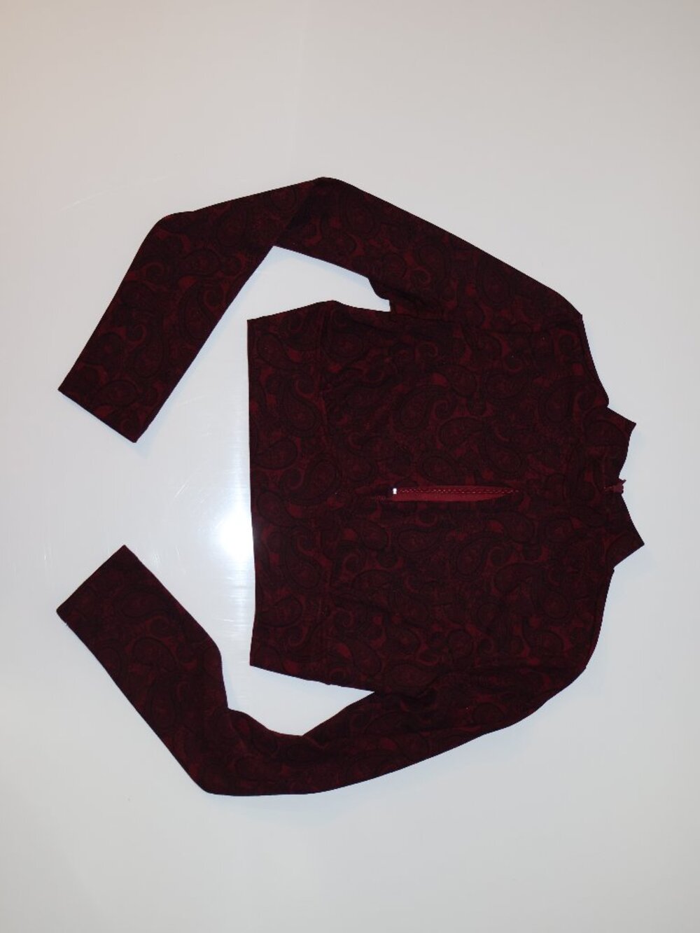 Maroon Paisley Long Sleeve Crop